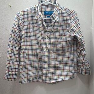 J. Bailey Boys' White Multicolor Plaid Button-Down Shirt